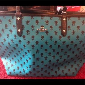 COACH Handbag Tote Bag Turquoise and Black